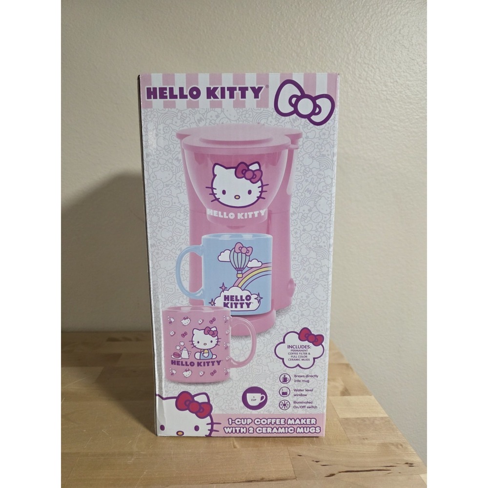 Hello Kitty Sanrio 50th Anniversary Coffee Maker and Mug Set. Brand New